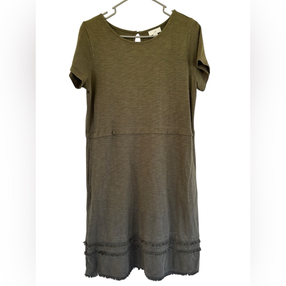 J.Jill Women's Midi‎ Olive Green Short Sleeve Comfy Dress Size Small Work Casual